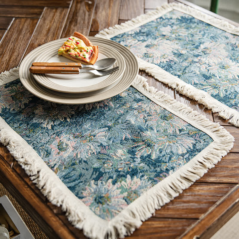 Jacquard-Tischset mit Sonnenblumen-Quaste und Ölgemälde