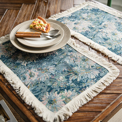 Jacquard-Tischset mit Sonnenblumen-Quaste und Ölgemälde