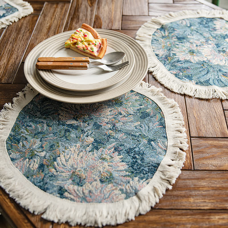 Jacquard-Tischset mit Sonnenblumen-Quaste und Ölgemälde