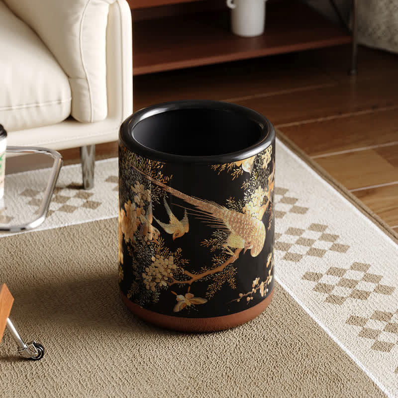 Robuster Mülleimer im Vintage-Stil mit Blumen und Vögeln - B - 24 x 24 x 30cm - image 4