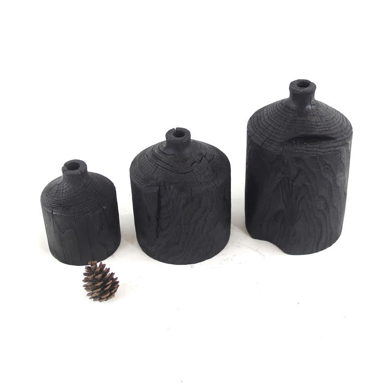 Hölzerne schwarze Vase Kunst dekorative Ornament