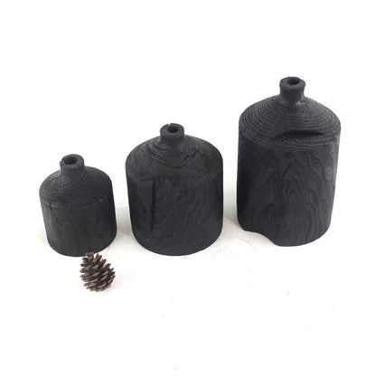 Hölzerne schwarze Vase Kunst dekorative Ornament
