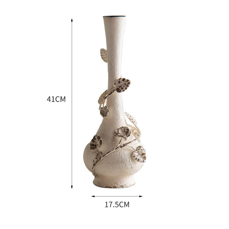 Vintage geschnitzte Eisenvase, dekoratives Ornament
