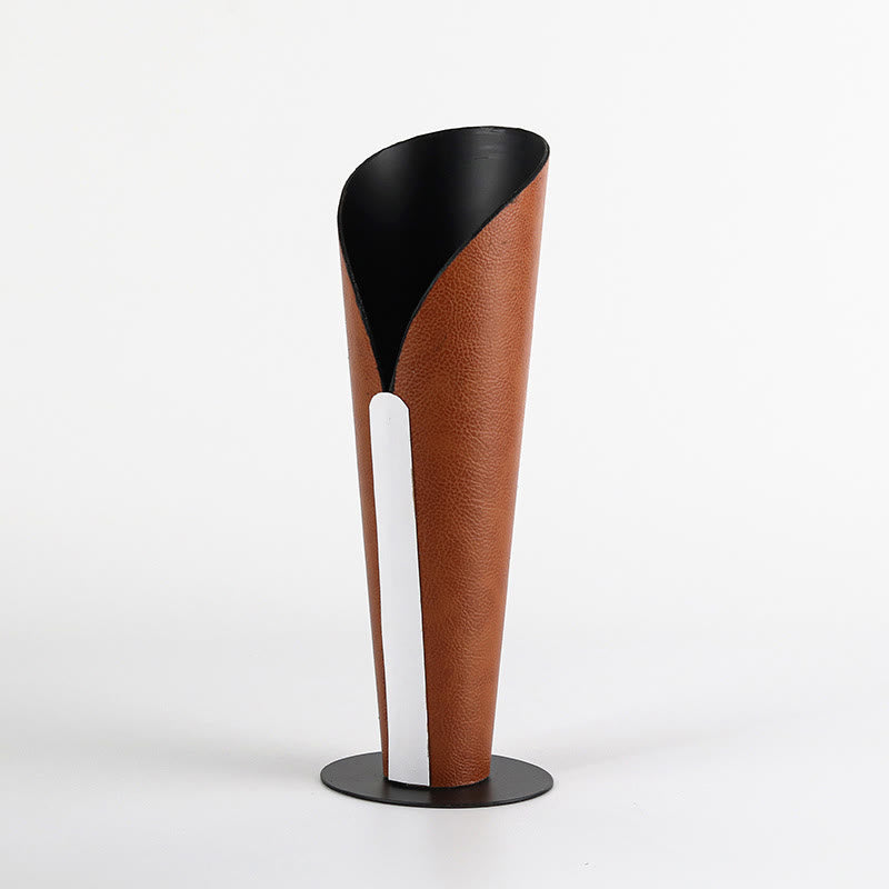 Luxuriöse Fackelvase aus Metall und Leder, dekoratives Ornament