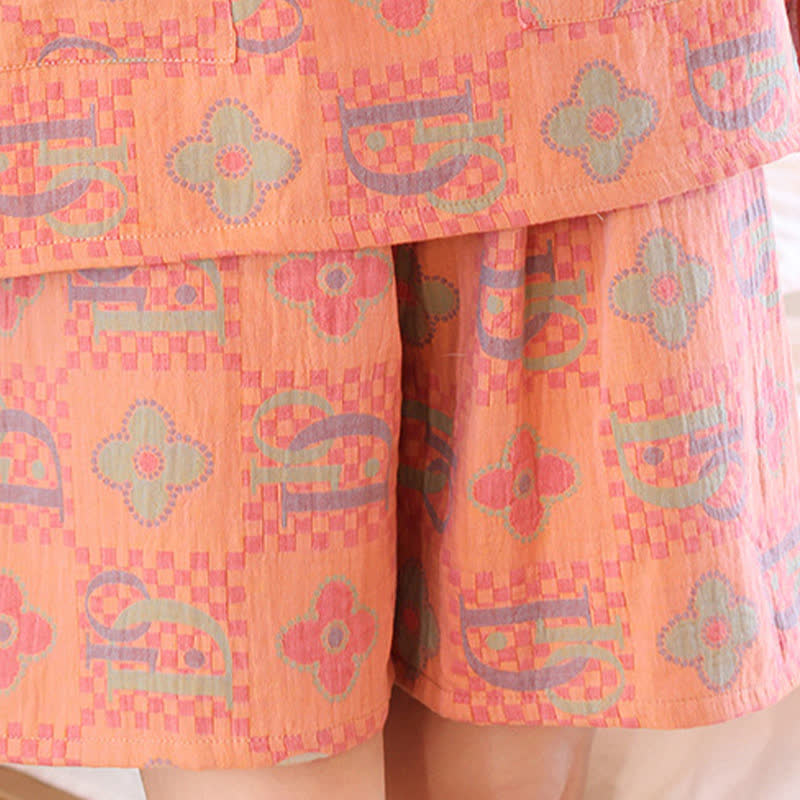 Pyjama-Set aus Baumwolle mit Kürbismotiv in Übergröße