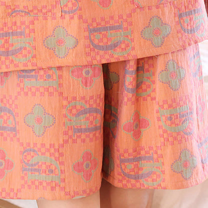 Pyjama-Set aus Baumwolle mit Kürbismotiv in Übergröße