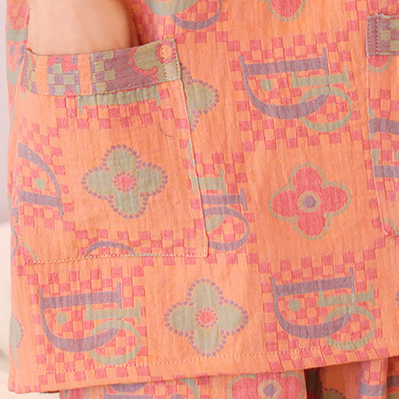 Pyjama-Set aus Baumwolle mit Kürbismotiv in Übergröße