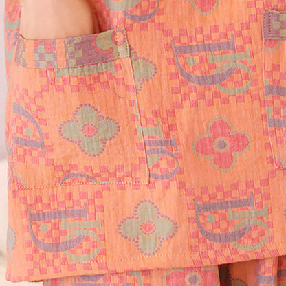 Pyjama-Set aus Baumwolle mit Kürbismotiv in Übergröße