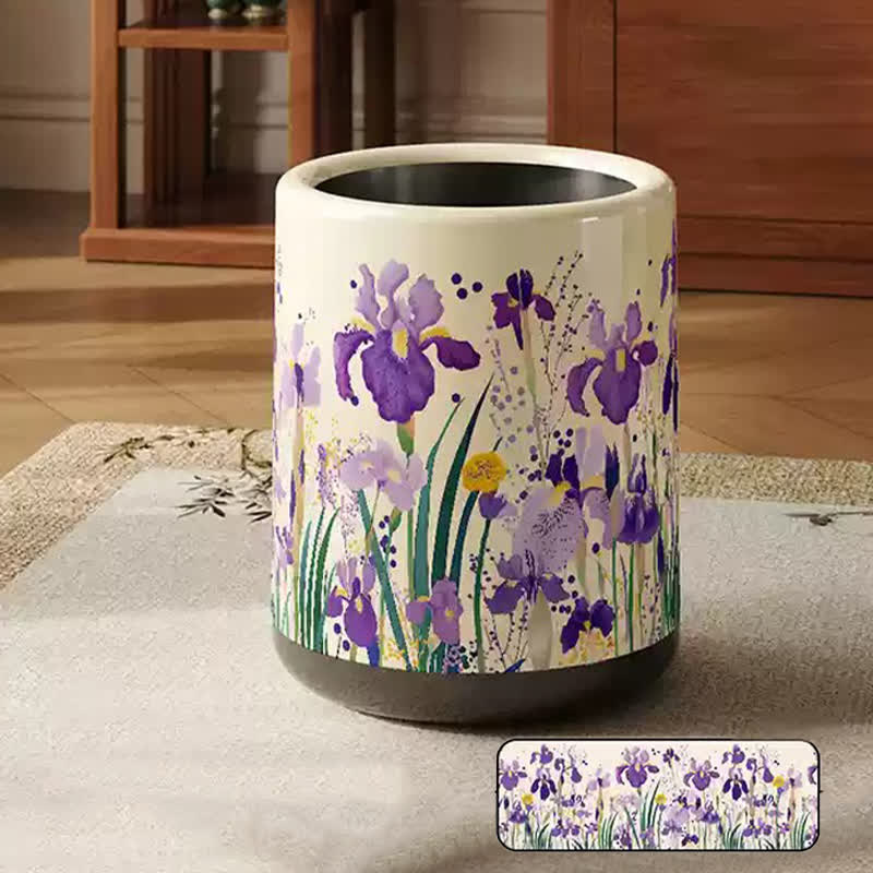 Dekorativer Mülleimer mit großem Fassungsvermögen und Blumenmuster