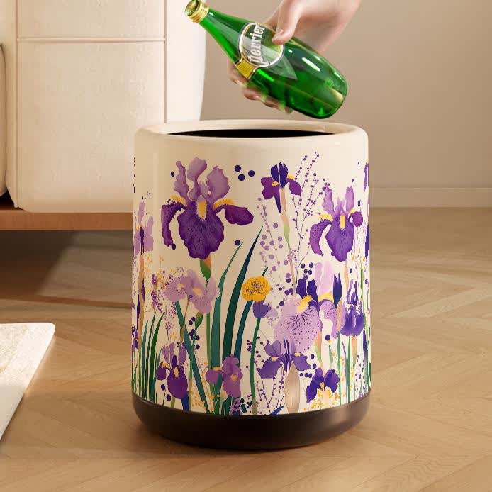 Dekorativer Mülleimer mit großem Fassungsvermögen und Blumenmuster