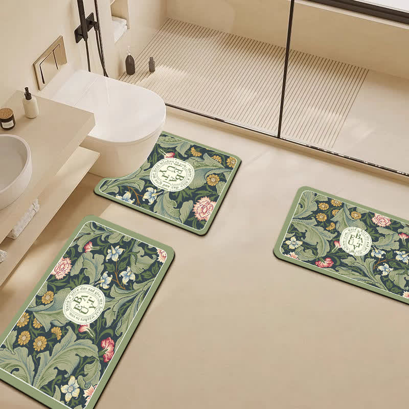Elegante florale Kieselalgenschlamm-Badematte, wasserabsorbierend, rutschfest