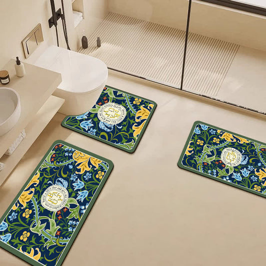 Elegante florale Kieselalgenschlamm-Badematte, wasserabsorbierend, rutschfest