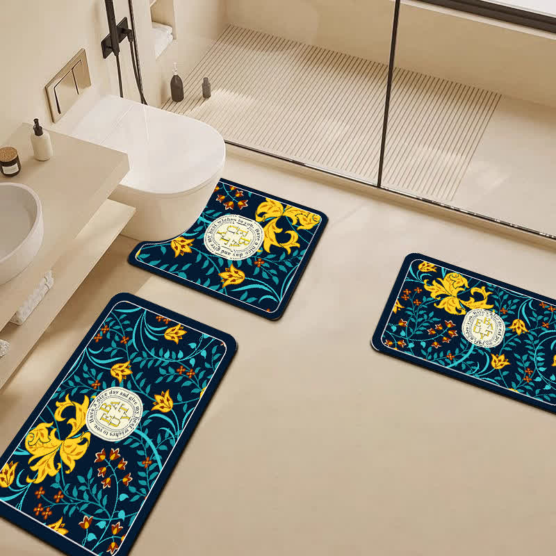 Elegante florale Kieselalgenschlamm-Badematte, wasserabsorbierend, rutschfest