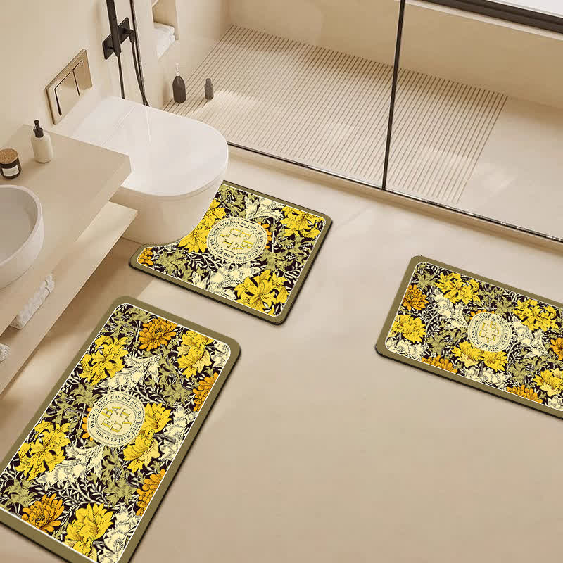 Elegante florale Kieselalgenschlamm-Badematte, wasserabsorbierend, rutschfest