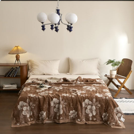 Baumwollgaze-Jacquard-Steppdecke im Retro-Stil mit Blumenmuster