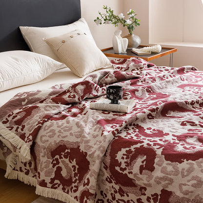 Wendesteppdecke mit Vintage-Baumwollgaze und Quaste