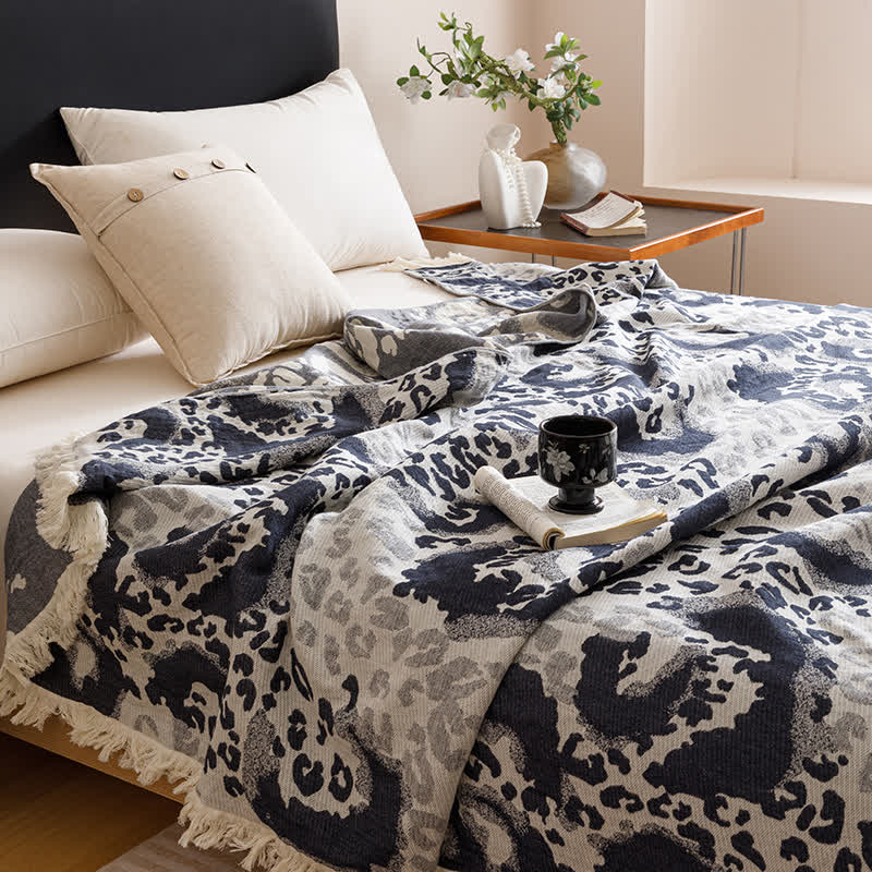 Wendesteppdecke mit Vintage-Baumwollgaze und Quaste