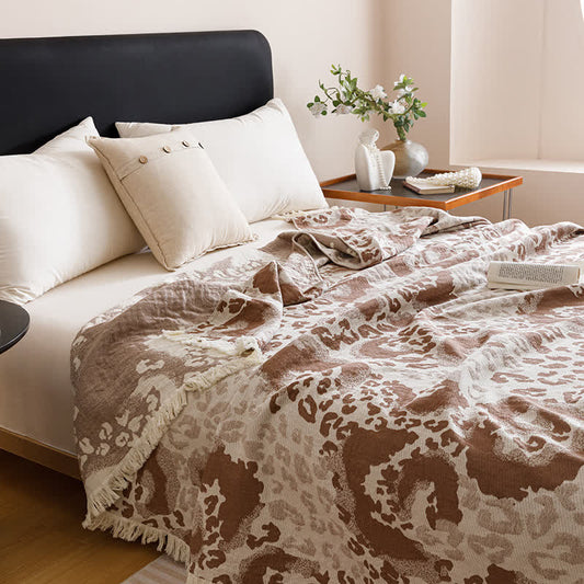 Wendesteppdecke mit Vintage-Baumwollgaze und Quaste