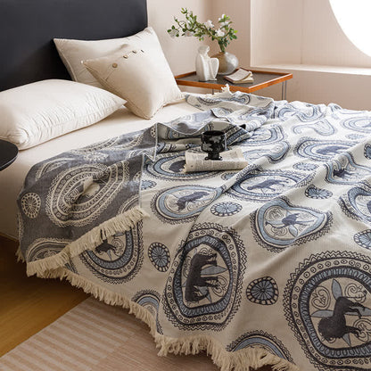 Vintage Vierlagige Gaze-Quastensteppdecke