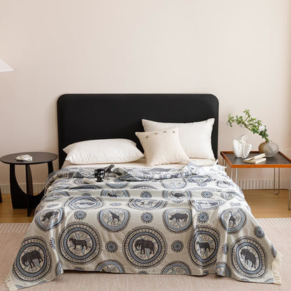 Vintage Vierlagige Gaze-Quastensteppdecke