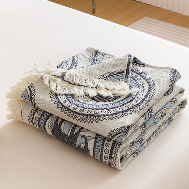 Vintage Vierlagige Gaze-Quastensteppdecke