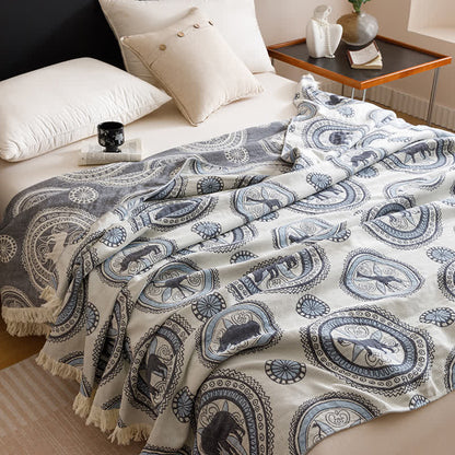 Vintage Vierlagige Gaze-Quastensteppdecke