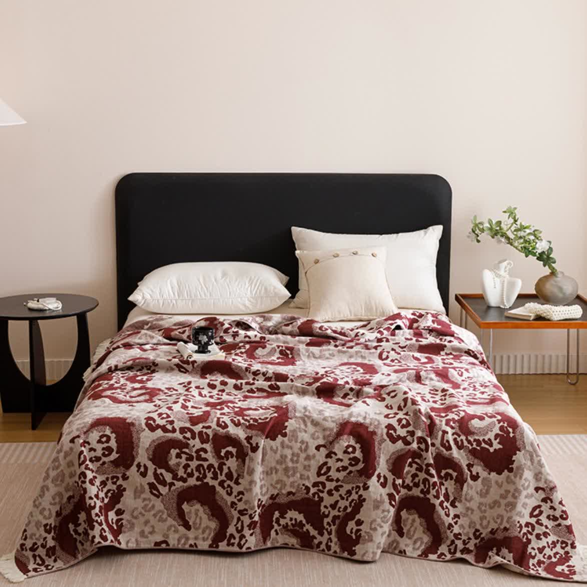 Wendesteppdecke mit Vintage-Baumwollgaze und Quaste