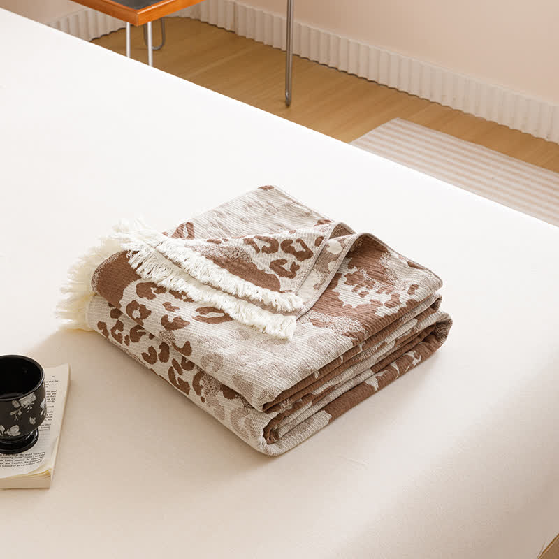 Wendesteppdecke mit Vintage-Baumwollgaze und Quaste