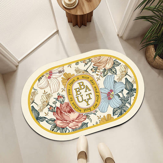 Luxuriöse Anti-Rutsch-Badematte aus Kieselalgenschlamm mit Blumenmuster
