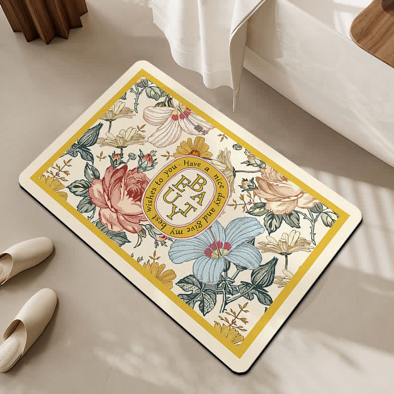 Luxuriöse Anti-Rutsch-Badematte aus Kieselalgenschlamm mit Blumenmuster