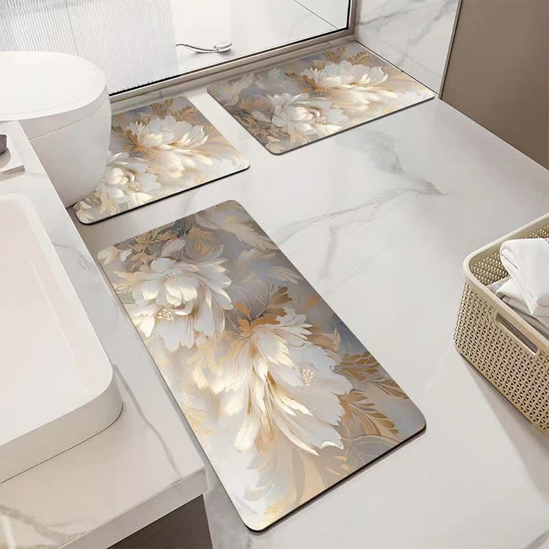 Luxuriöse, saugfähige, rutschfeste Badezimmermatte mit Blumenmuster