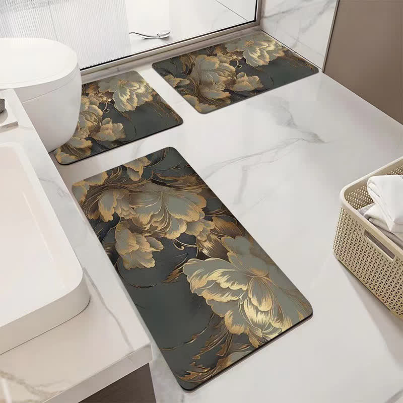 Luxuriöse, saugfähige, rutschfeste Badezimmermatte mit Blumenmuster