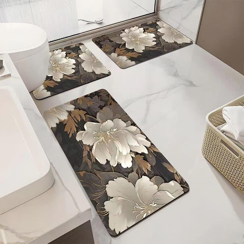 Luxuriöse, saugfähige, rutschfeste Badezimmermatte mit Blumenmuster