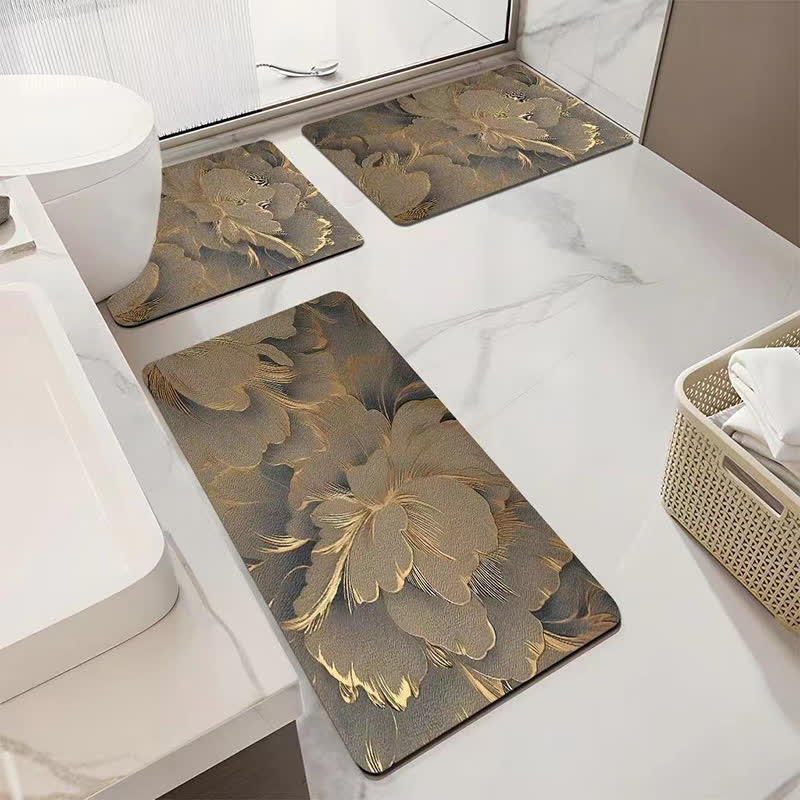 Luxuriöse, saugfähige, rutschfeste Badezimmermatte mit Blumenmuster