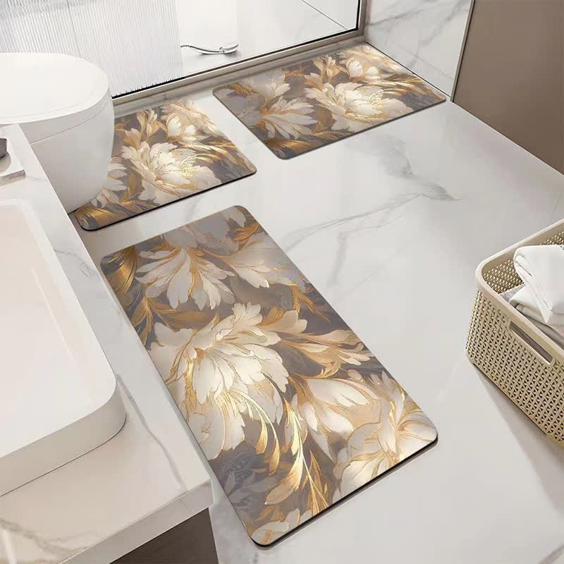 Luxuriöse, saugfähige, rutschfeste Badezimmermatte mit Blumenmuster