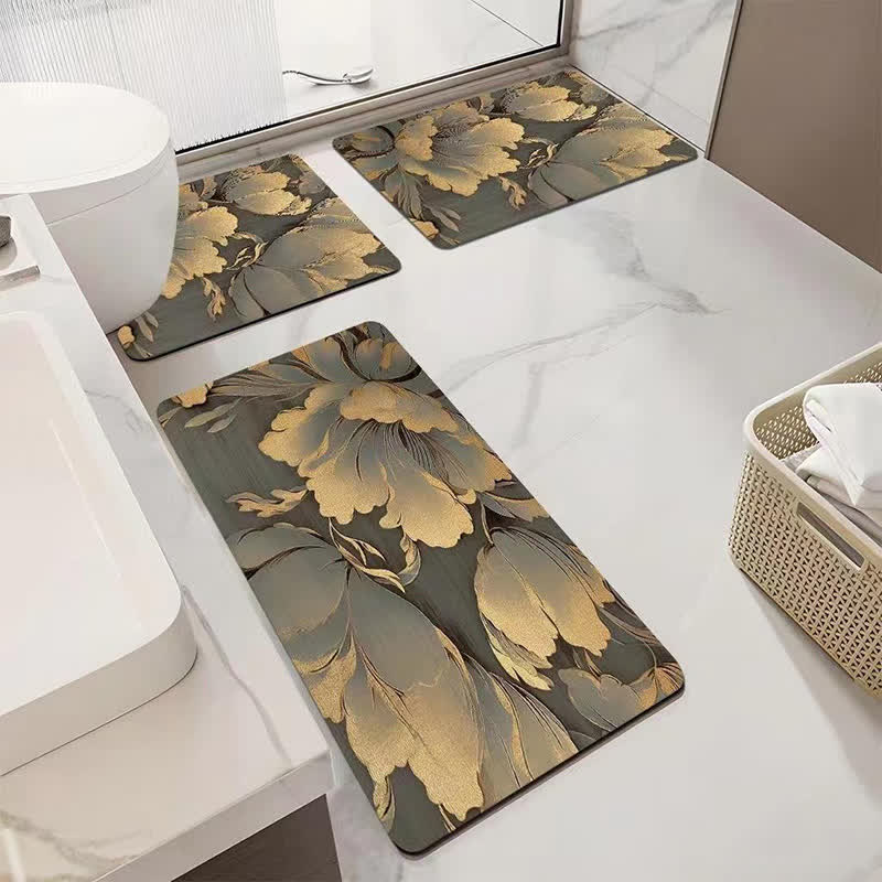 Luxuriöse, saugfähige, rutschfeste Badezimmermatte mit Blumenmuster