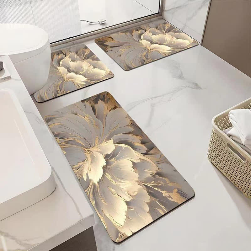 Luxuriöse, saugfähige, rutschfeste Badezimmermatte mit Blumenmuster