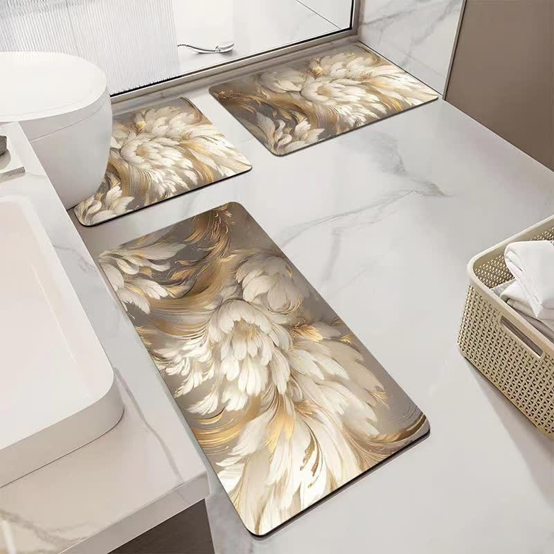 Luxuriöse, saugfähige, rutschfeste Badezimmermatte mit Blumenmuster