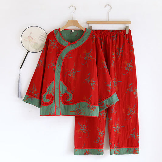 Elegantes Jacquard-Nachtwäscheset aus Baumwollgaze