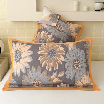 Leichte Steppdecke aus Baumwollgaze mit Retro-Blumenmuster
