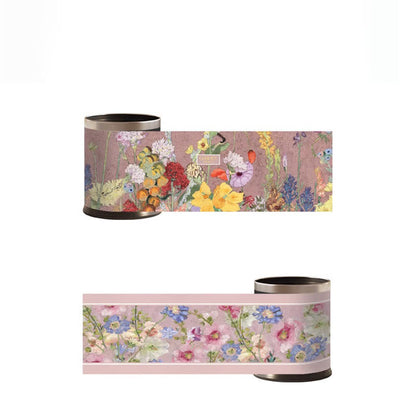 Leder-Mülleimer im Ölgemälde-Stil mit Blumenmuster