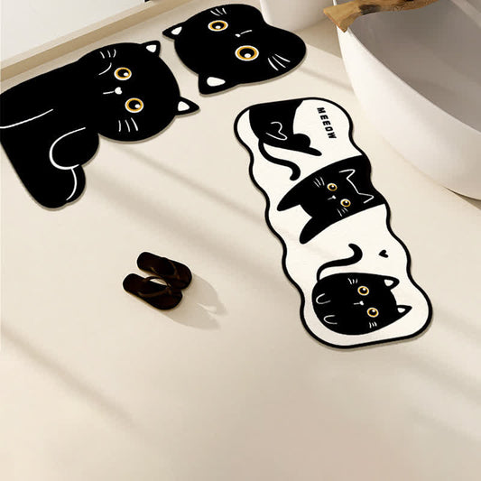 Niedliche Anti-Rutsch-Badematte in Form einer Katze aus Kieselalgenschlamm in Cartoon-Form