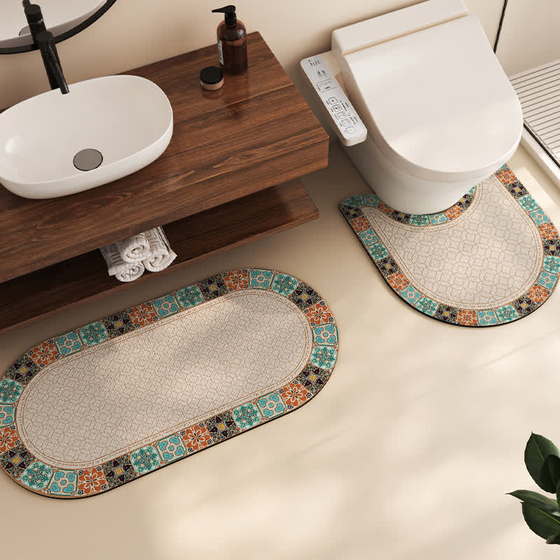 Bunte Retro Kieselalgen Schlamm Anti-Rutsch-Badematte