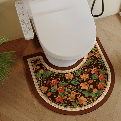 U-förmige Anti-Rutsch-Badematte mit Vintage-Blumenmuster