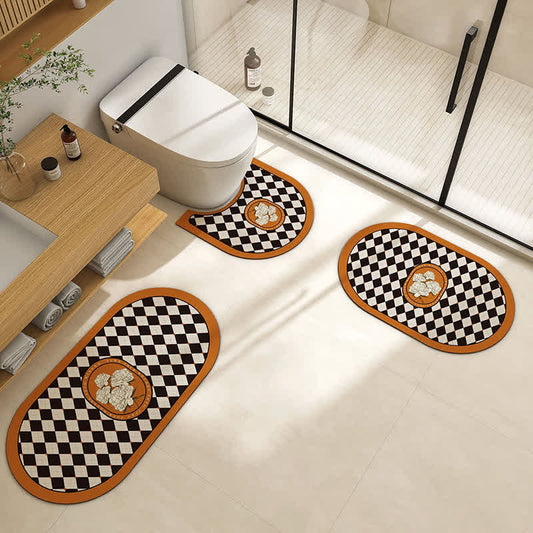 Retro Plaid Floral Diatom Schlamm Anti-Rutsch-Badematte