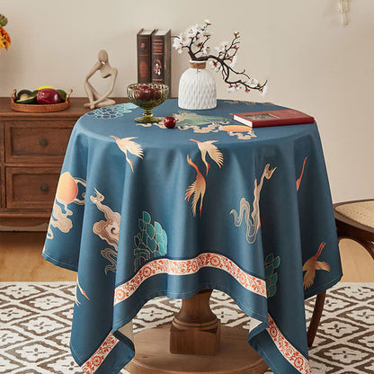 Elegante Tischdecke mit Blumenkranich-Muster