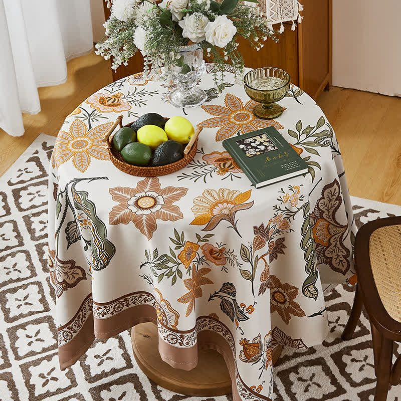 Elegante Tischdecke mit Blumenkranich-Muster
