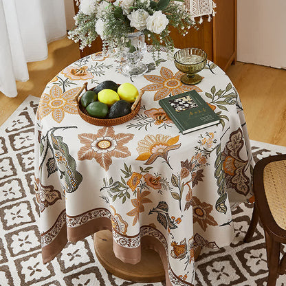 Elegante Tischdecke mit Blumenkranich-Muster