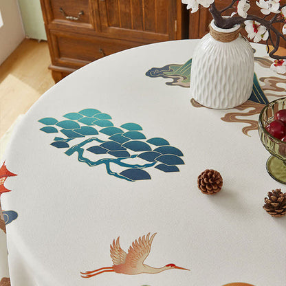 Elegante Tischdecke mit Blumenkranich-Muster