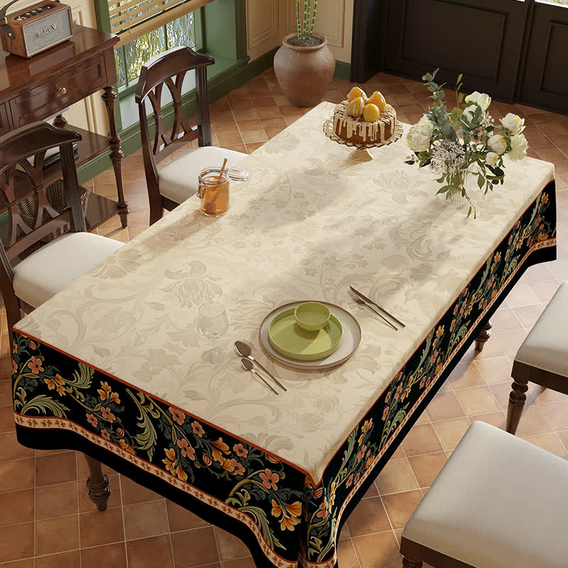Vintage Luxus Blumenranke Vogel Chenille Tischdecke
